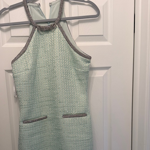 Self-Portrait Mint Green Halter Dress